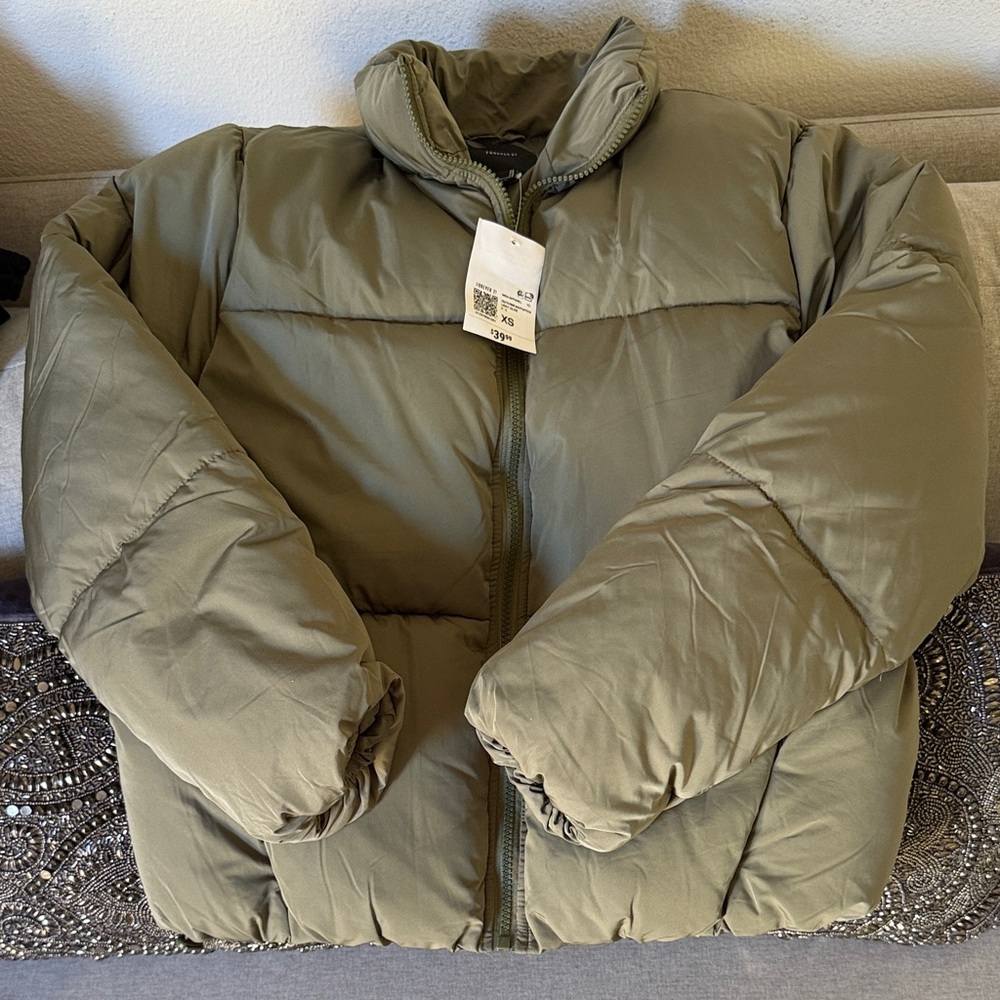 Olive Green Puffer Jacket